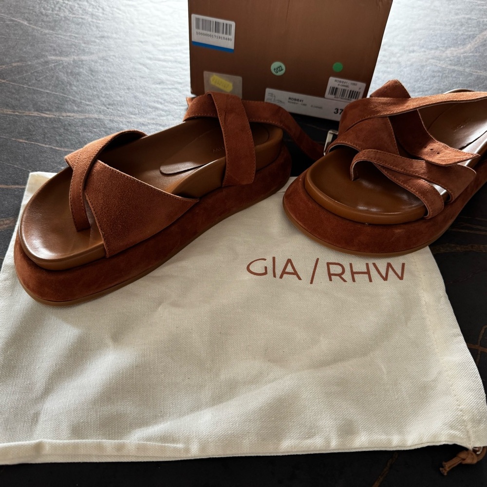 Gia Borghini Tan Suede Sandals